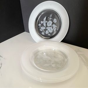 SET of 4 Crystal Hummingbird Salad/Dessert Plates by Avon